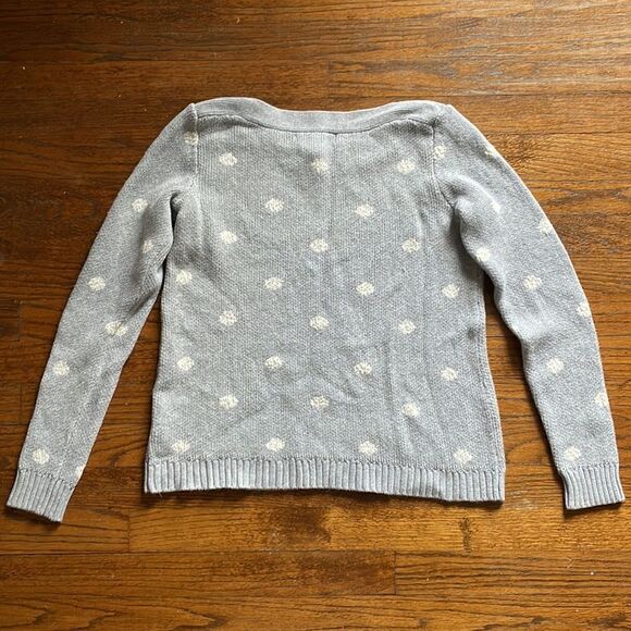 Marled Gray and White Polka Dot Sweater - Picture 7 of 8